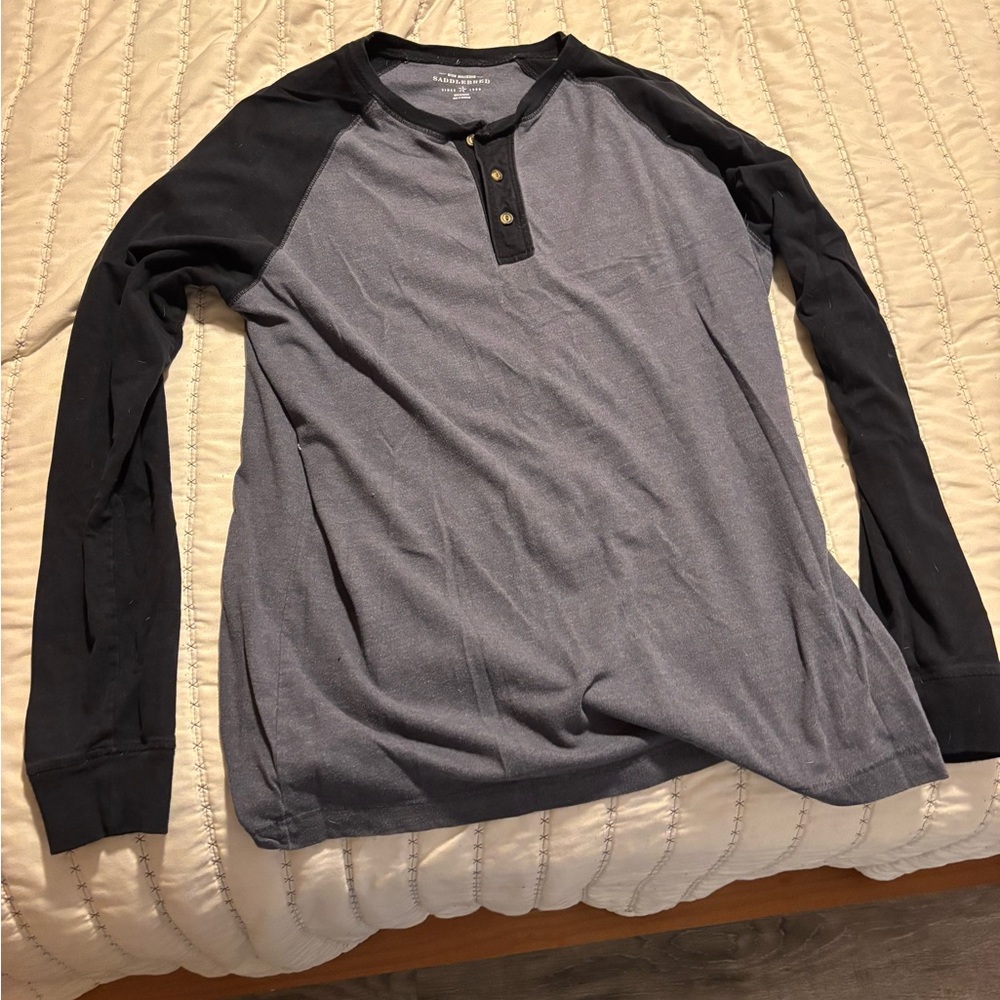 Saddlebred Black and Gray Long Sleeve Henley
